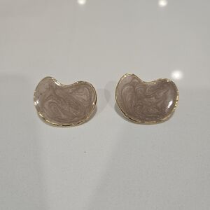 Vintage Gold and Taupe Swirl Earrings